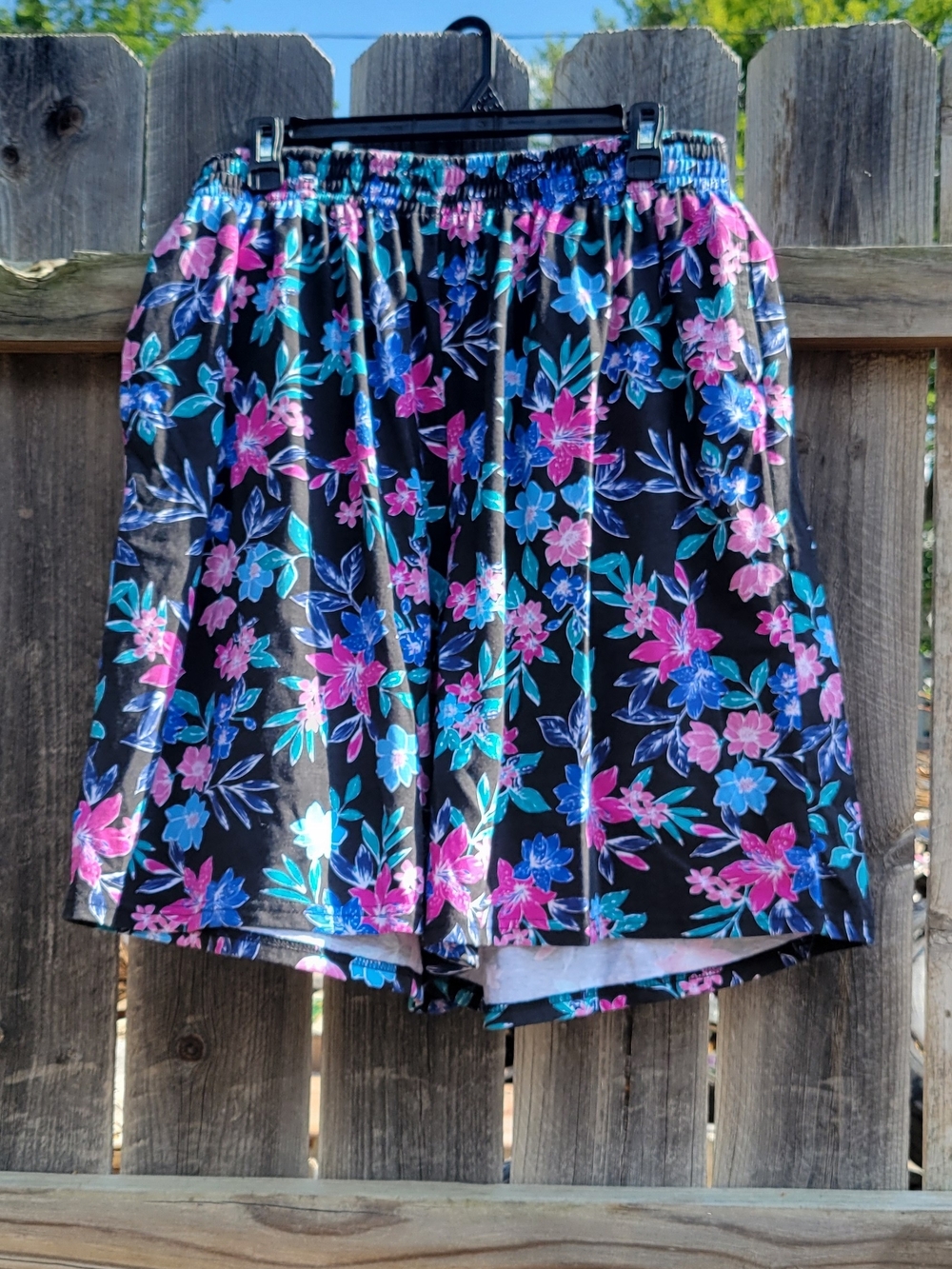 Woman Within floral shorts size large elastic waist loose flowy summer Stretchy